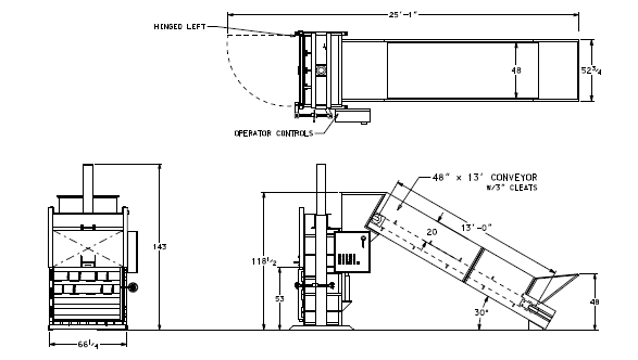 Textile Baler with Conveyor Diagram