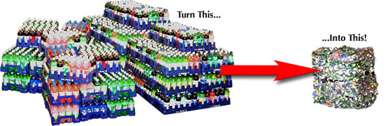 Bale Bottles and Cans with Liquid Extracted