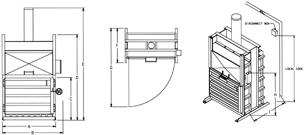 Large Extra High Density Baler Diagram - Vertical 72 Inch